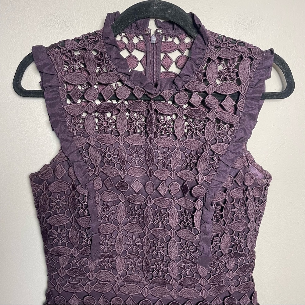 Tahari ASL sleeveless lace dress in a dark purple or plum - Picture 11 of 12